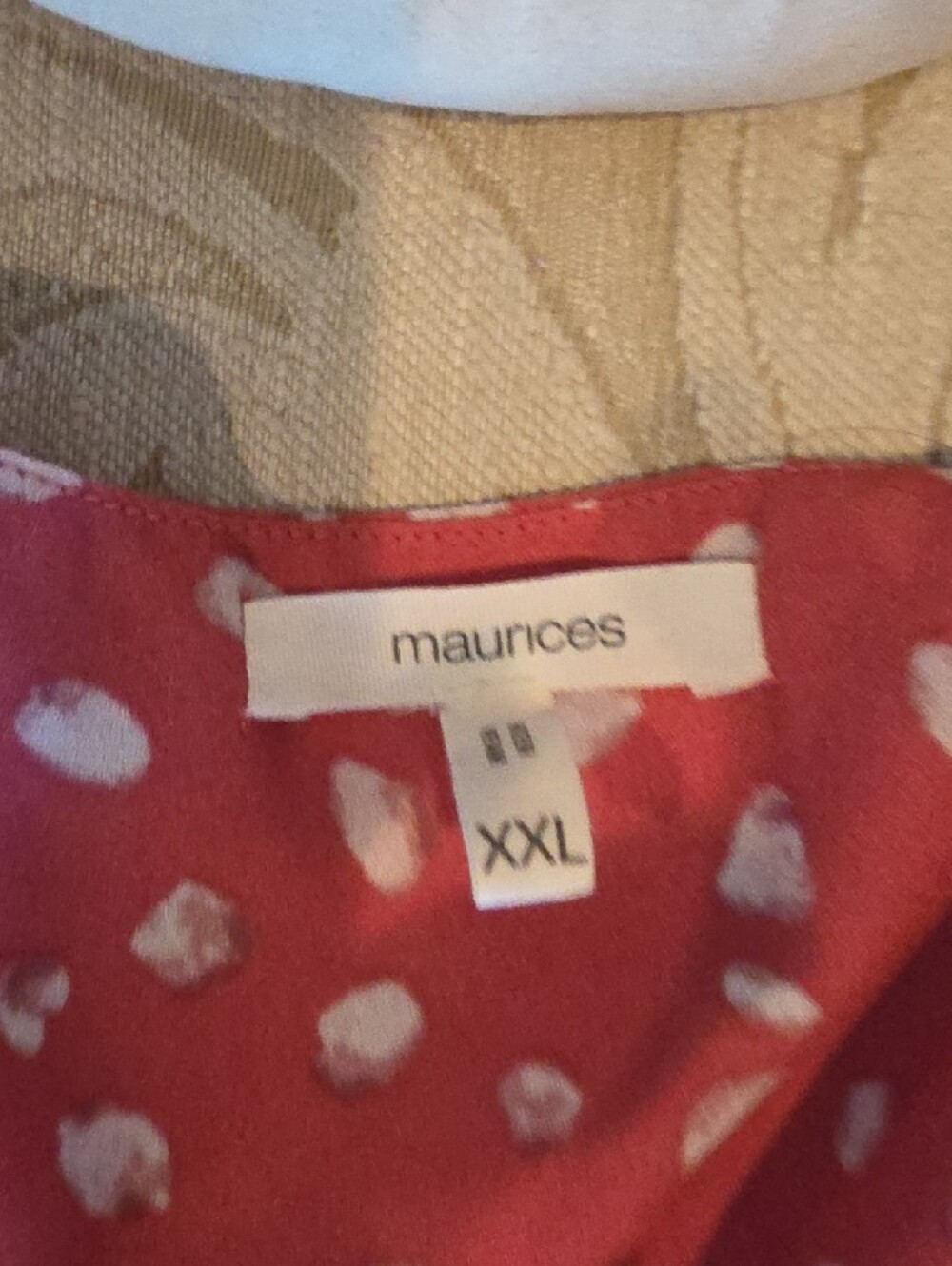 Maurices Coral Sleeveless V-Neck Button Front Tank with White Spot Print - Picture 6 of 6